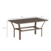 Brown metal coffee table dimensions Brown metal coffee table with dimensions marked 36 inches long, 21.7 inches wide and 17.7 inches high