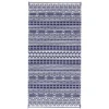 Blue and white geometric outdoor rug Blue and white outdoor rug with rows of diamonds, zigzags and geometric motifs.