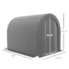 Outdoor storage tent dimensions Storage tent dimensions showing 94-inch length, 70.75-inch width and 74.75-inch height