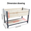 Raised wooden garden bed dimension drawing: 44.8 inches long, 20.1 inches wide and 29.3 inches high.
